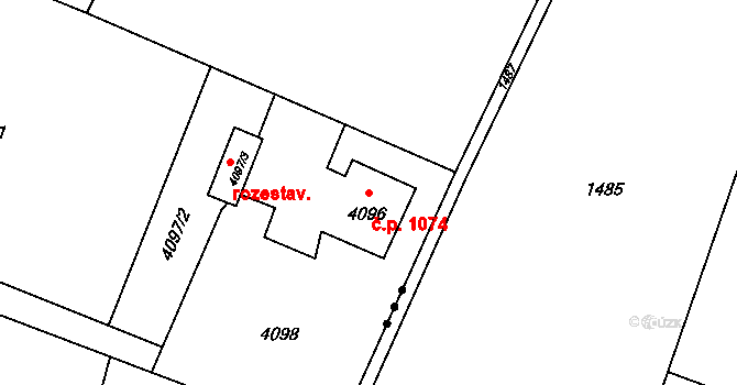 Lutyně 1074, Orlová na parcele st. 4096 v KÚ Horní Lutyně, Katastrální mapa