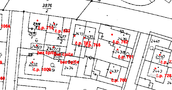 Poděbrady III 766, Poděbrady na parcele st. 2435/1 v KÚ Poděbrady, Katastrální mapa