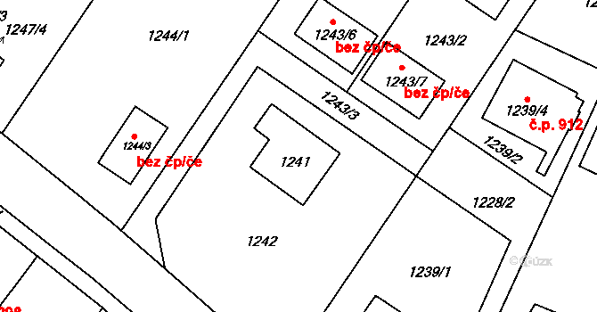 Stránice 653, Brno na parcele st. 1241 v KÚ Stránice, Katastrální mapa