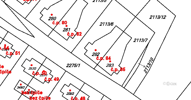 Světví 84, Horní Stropnice na parcele st. 282 v KÚ Horní Stropnice, Katastrální mapa