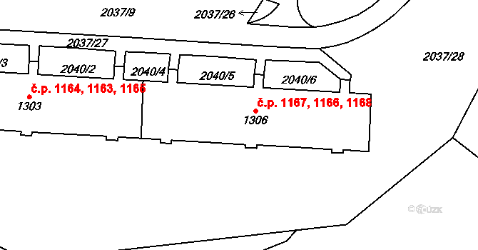 Nejdek 1166,1167,1168 na parcele st. 1306 v KÚ Nejdek, Katastrální mapa