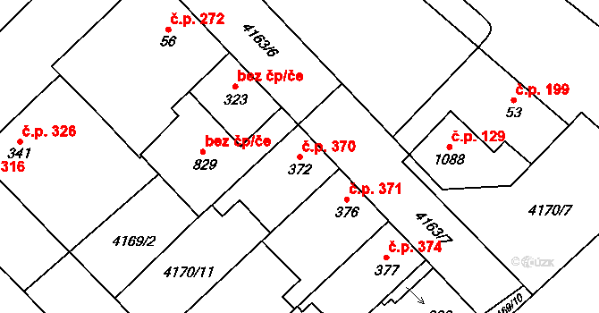 Lomnice nad Lužnicí 370 na parcele st. 372 v KÚ Lomnice nad Lužnicí, Katastrální mapa