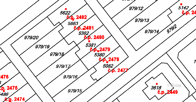 Dvůr Králové nad Labem 2478 na parcele st. 5380 v KÚ Dvůr Králové nad Labem, Katastrální mapa