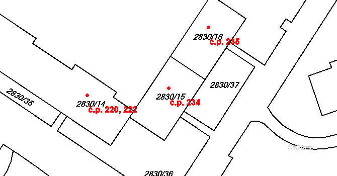 Rumburk 1 234, Rumburk na parcele st. 2830/15 v KÚ Rumburk, Katastrální mapa