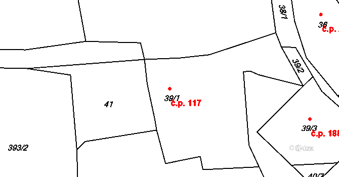 Dolní Libchava 117, Česká Lípa na parcele st. 39/1 v KÚ Dolní Libchava, Katastrální mapa