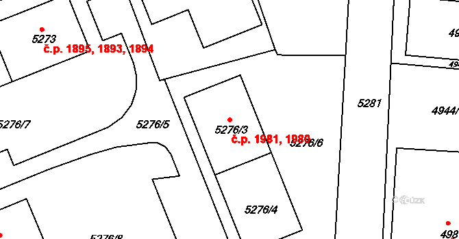 Česká Lípa 1980,1981 na parcele st. 5276/3 v KÚ Česká Lípa, Katastrální mapa