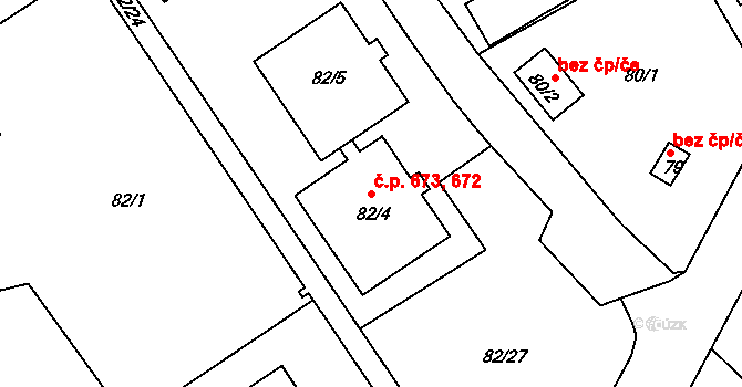 Liberec XIV-Ruprechtice 672,673, Liberec na parcele st. 82/4 v KÚ Ruprechtice, Katastrální mapa