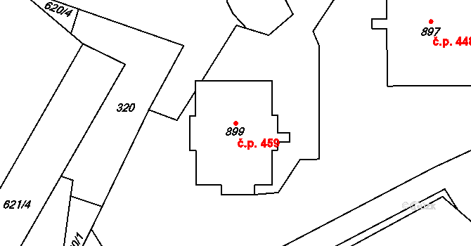 Rokytnice 459, Vsetín na parcele st. 899 v KÚ Rokytnice u Vsetína, Katastrální mapa