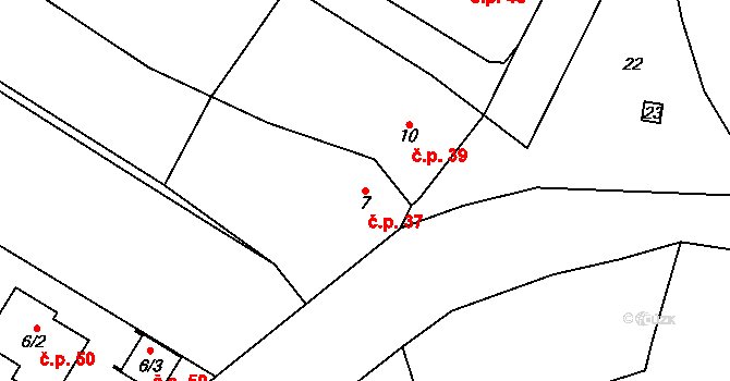 Nuzířov 37, Malhostovice na parcele st. 7 v KÚ Nuzířov, Katastrální mapa