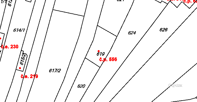 Obřany 556, Brno na parcele st. 619 v KÚ Obřany, Katastrální mapa