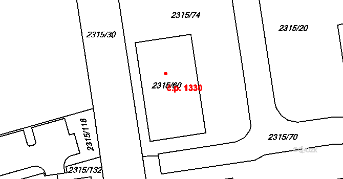 Stodůlky 1330, Praha na parcele st. 2315/60 v KÚ Stodůlky, Katastrální mapa