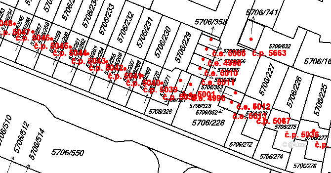 Jihlava 5038 na parcele st. 5706/271 v KÚ Jihlava, Katastrální mapa
