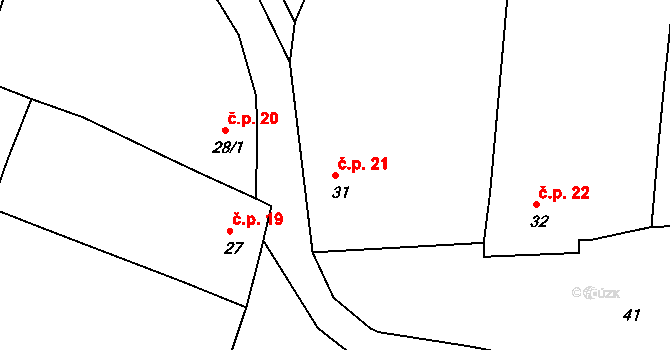 Sušany 21, Strupčice na parcele st. 31 v KÚ Sušany, Katastrální mapa