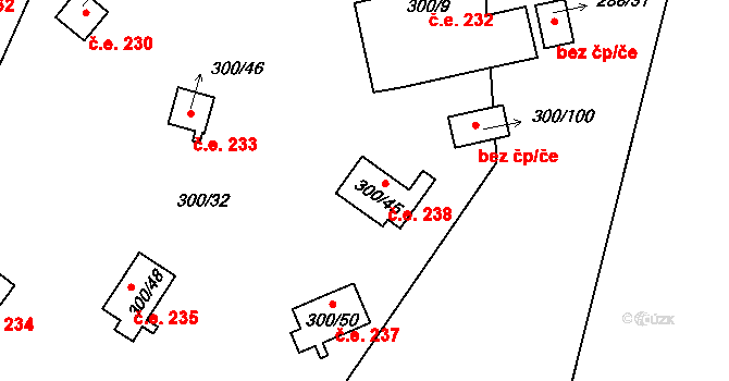 Milná 238, Frymburk na parcele st. 300/45 v KÚ Frymburk, Katastrální mapa