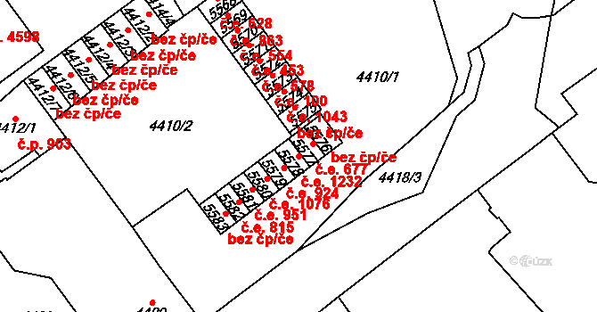 Chomutov 1232 na parcele st. 5578 v KÚ Chomutov I, Katastrální mapa