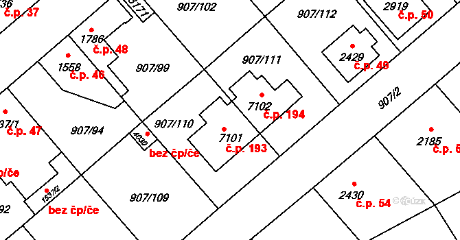 Beroun-Zavadilka 193, Beroun na parcele st. 7101 v KÚ Beroun, Katastrální mapa