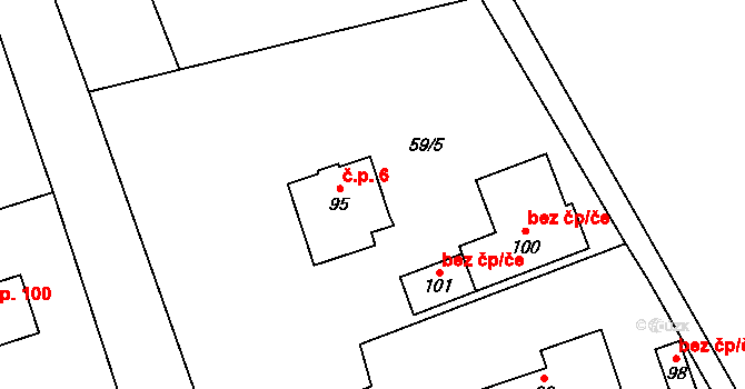 Řepčice 6, Třebušín na parcele st. 95 v KÚ Řepčice, Katastrální mapa