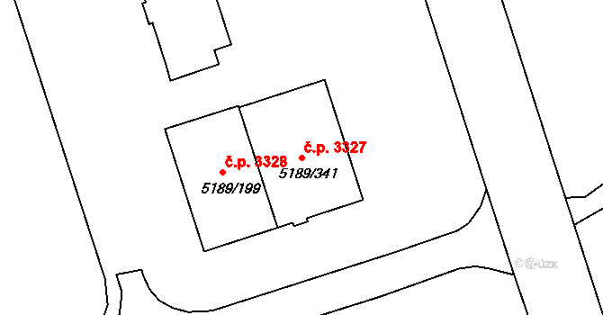 Frýdek 3327, Frýdek-Místek na parcele st. 5189/341 v KÚ Frýdek, Katastrální mapa