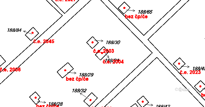 Sobědruhy 2004, Teplice na parcele st. 188/31 v KÚ Sobědruhy, Katastrální mapa