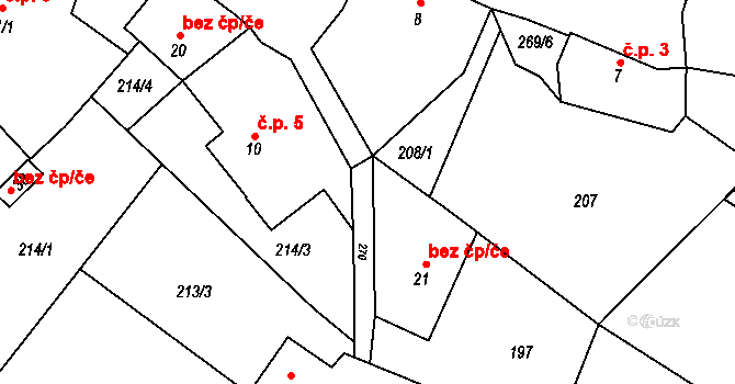 Drhovy 38643197 na parcele st. 21 v KÚ Homole u Nechalova, Katastrální mapa