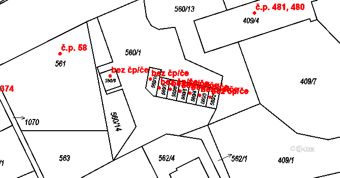 Liberec 40812197 na parcele st. 560/6 v KÚ Horní Růžodol, Katastrální mapa