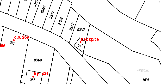 Bílovice 41969197 na parcele st. 587 v KÚ Bílovice u Uherského Hradiště, Katastrální mapa