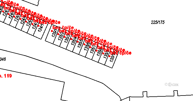 Meziboří 43699197 na parcele st. 135/8 v KÚ Meziboří u Litvínova, Katastrální mapa