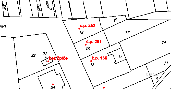 Kobeřice u Brna 251 na parcele st. 16 v KÚ Kobeřice u Brna, Katastrální mapa