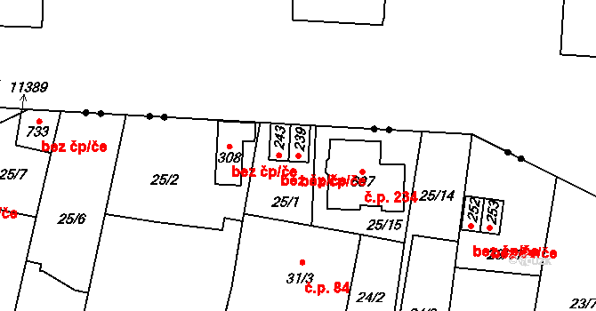 Pardubice 46743197 na parcele st. 239 v KÚ Nové Jesenčany, Katastrální mapa