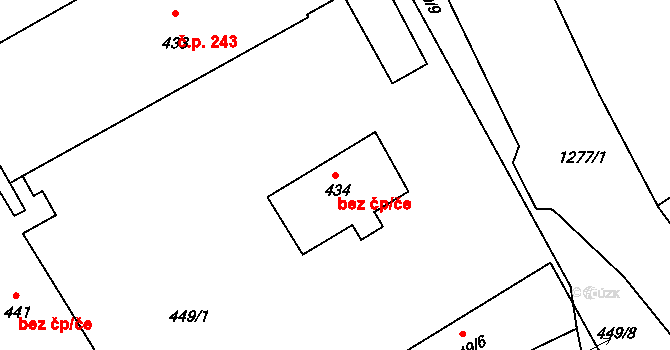 Hvozdná 47860197 na parcele st. 434 v KÚ Hvozdná, Katastrální mapa