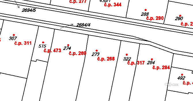 Zlechov 268 na parcele st. 273 v KÚ Zlechov, Katastrální mapa