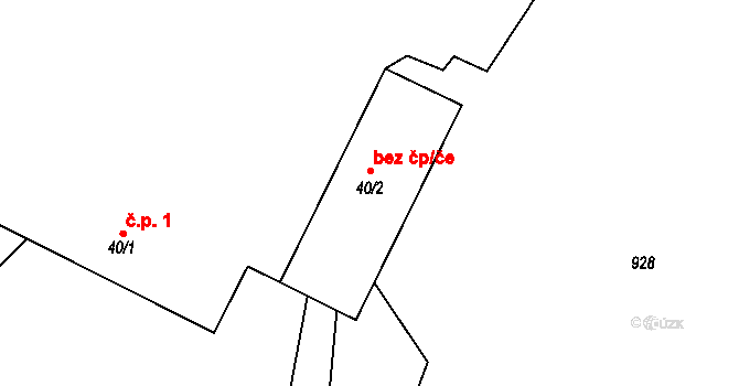 Borotín 49196197 na parcele st. 40/2 v KÚ Pikov, Katastrální mapa