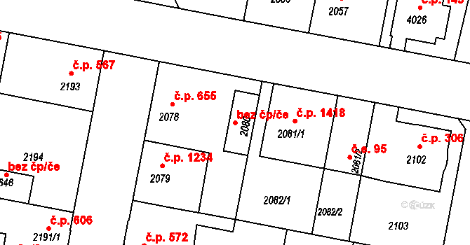 Čelákovice 50005197 na parcele st. 2080 v KÚ Čelákovice, Katastrální mapa