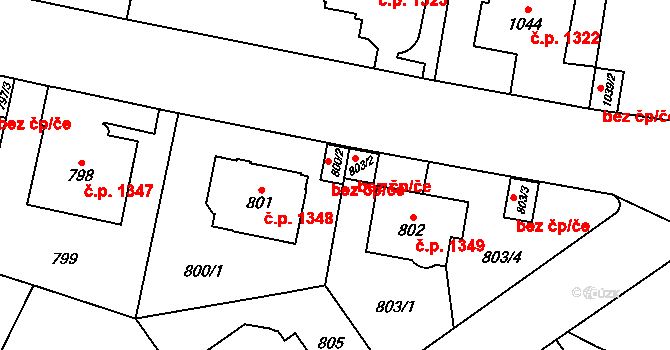 Praha 50196197 na parcele st. 800/2 v KÚ Libeň, Katastrální mapa