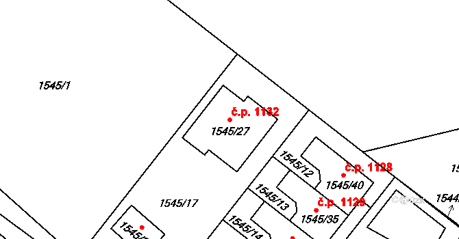 Liberec VI-Rochlice 1132, Liberec na parcele st. 1545/27 v KÚ Rochlice u Liberce, Katastrální mapa