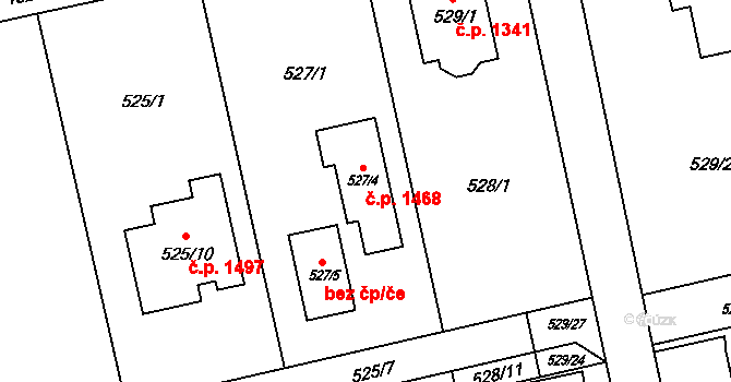 Kylešovice 1468, Opava na parcele st. 527/4 v KÚ Kylešovice, Katastrální mapa
