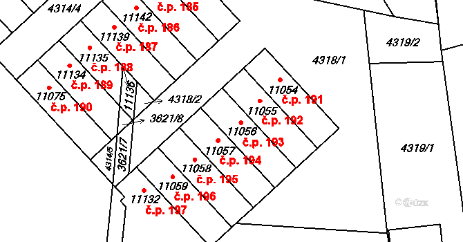 Cihelna 193, Pardubice na parcele st. 11056 v KÚ Pardubice, Katastrální mapa