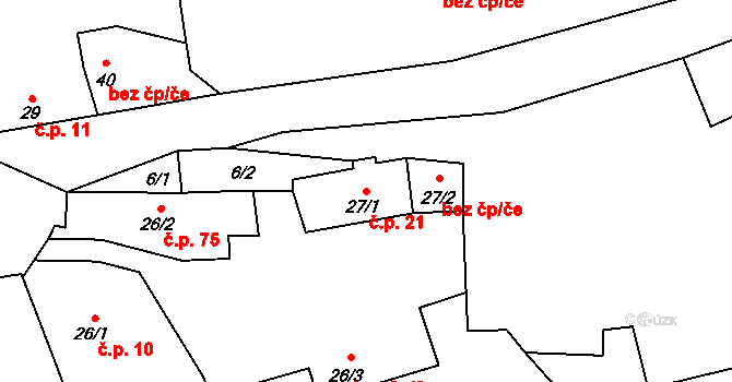 Beroun-Jarov 21, Beroun na parcele st. 27/1 v KÚ Jarov u Berouna, Katastrální mapa