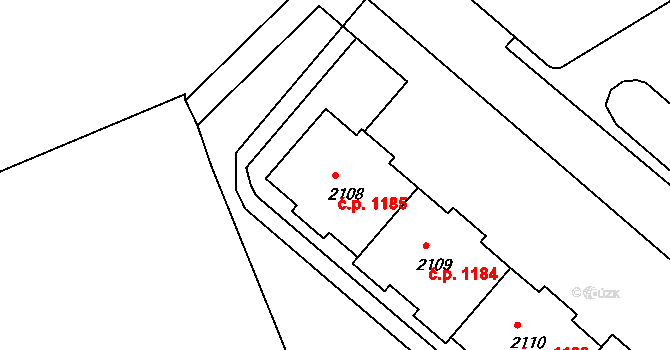 Neratovice 1185 na parcele st. 2108 v KÚ Neratovice, Katastrální mapa