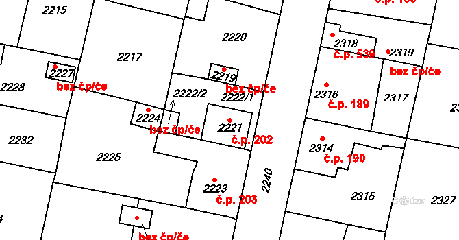 Řevnice 202 na parcele st. 2221 v KÚ Řevnice, Katastrální mapa