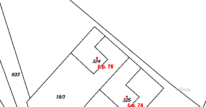 Teplice nad Metují 75 na parcele st. 324 v KÚ Teplice nad Metují, Katastrální mapa