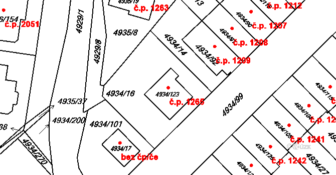 Zábřeh 1265 na parcele st. 4934/123 v KÚ Zábřeh na Moravě, Katastrální mapa