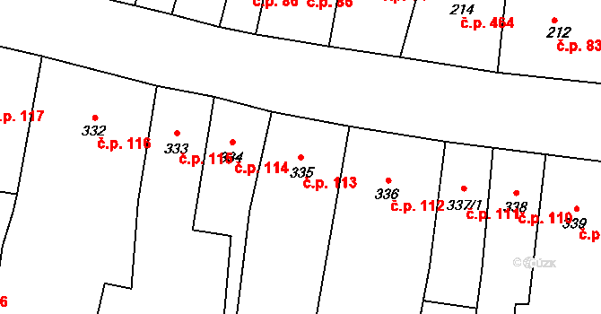 Louny 113 na parcele st. 335 v KÚ Louny, Katastrální mapa