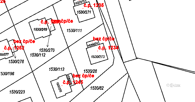 Řeporyje 1234, Praha na parcele st. 1530/273 v KÚ Řeporyje, Katastrální mapa