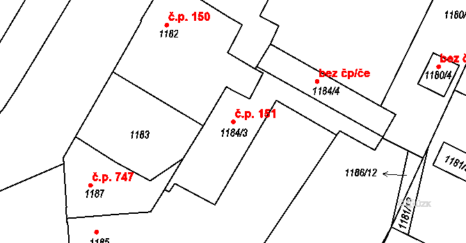 Kostelec nad Orlicí 9685197 na parcele st. 1184/3 v KÚ Kostelec nad Orlicí, Katastrální mapa