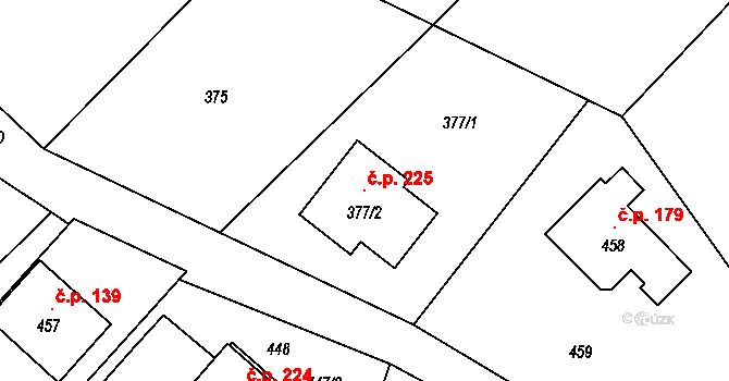 Olbramice 225 na parcele st. 377/2 v KÚ Olbramice, Katastrální mapa