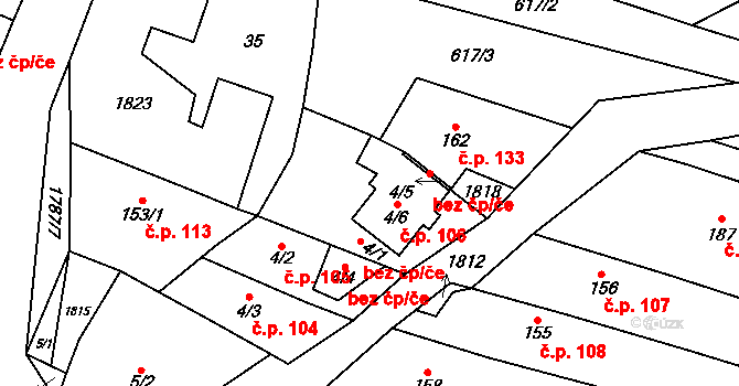 Bohutice 106 na parcele st. 4/6 v KÚ Bohutice, Katastrální mapa