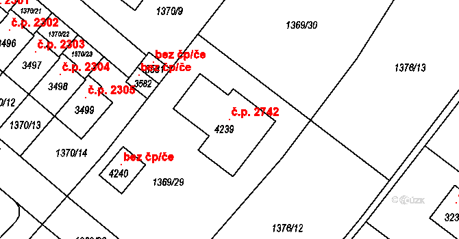 Říčany 2742 na parcele st. 4239 v KÚ Říčany u Prahy, Katastrální mapa
