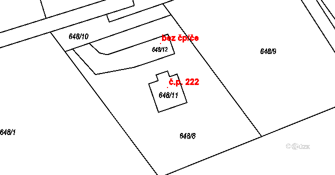 Mojžíř 222, Ústí nad Labem na parcele st. 648/11 v KÚ Mojžíř, Katastrální mapa