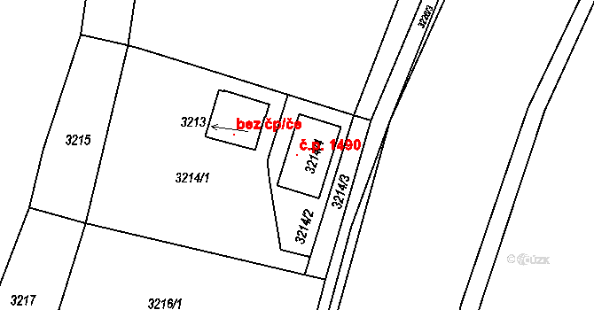 Třešť 1490 na parcele st. 3214/4 v KÚ Třešť, Katastrální mapa